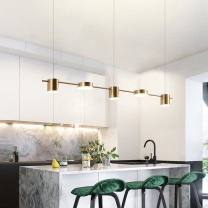 Linear Multi-Light Ceiling Fixture with Adjustable Drop – Aluminum Spotlight Bar in Matte & Metallic Two-Tone – LED Task Lighting for Island