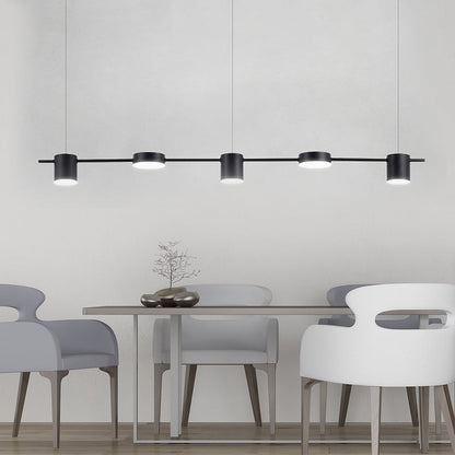 Linear Multi-Light Ceiling Fixture with Adjustable Drop – Aluminum Spotlight Bar in Matte & Metallic Two-Tone – LED Task Lighting for Island