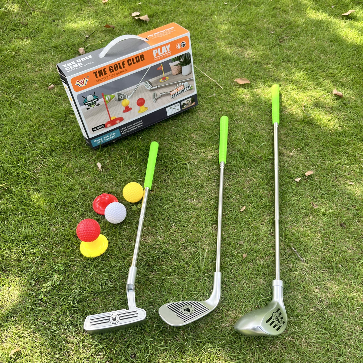Kids Golf Set with Adjustable Clubs & Targets for Active Indoor Outdoor Play Ages 3-8 | Complete Starter Kit with Balls & Bases for Motor