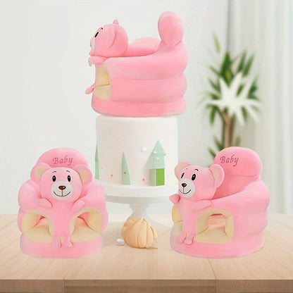 Infant Support Chair with Plush Animal Design for Early Sitting Practice, Soft Padded Nursery Seat for Baby Balance Development, Portable Wa