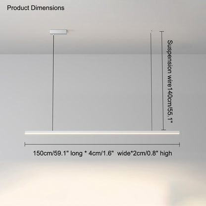 Suspended LED Strip Fixture for Countertop Islands – Dimmable Metal Bar Light with Remote in Matte or Gloss White – 39 to 102 in Adjustable