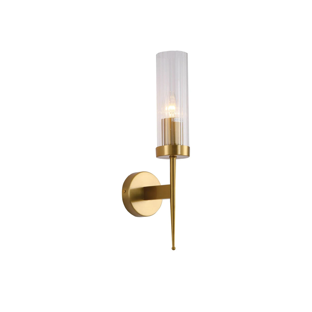 Textured Glass Wall Sconce with Steel Frame - Dimmable E27 Socket - 16 inch Height - Modern Art Deco Fixture for Hallways Bedrooms Living Sp
