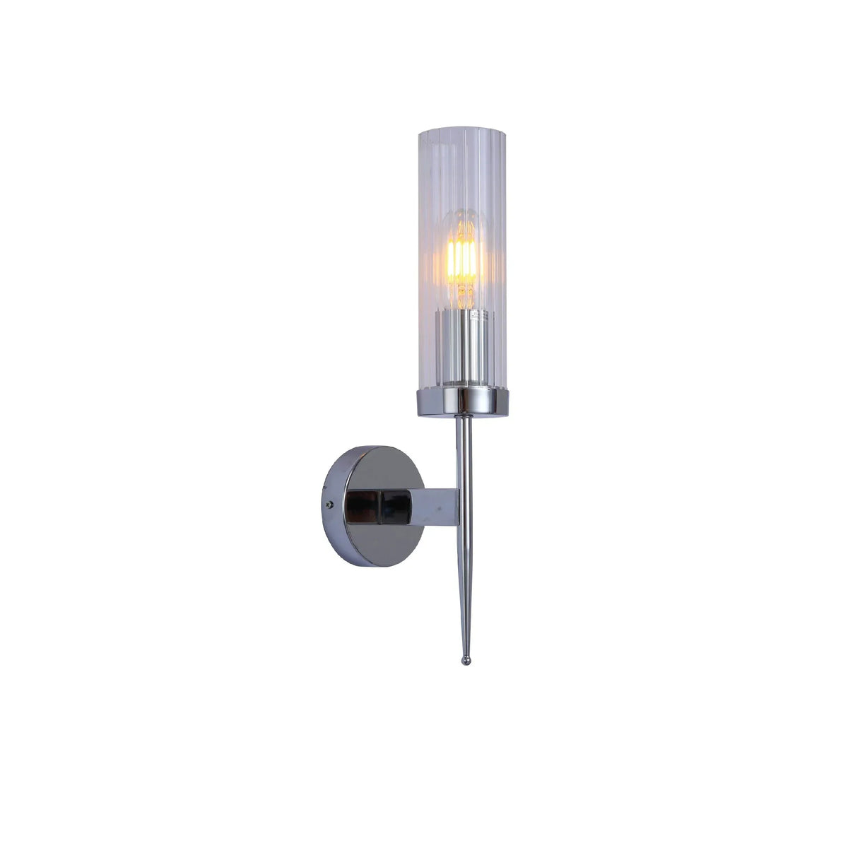 Textured Glass Wall Sconce with Steel Frame - Dimmable E27 Socket - 16 inch Height - Modern Art Deco Fixture for Hallways Bedrooms Living Sp