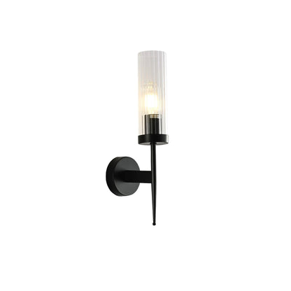 Textured Glass Wall Sconce with Steel Frame - Dimmable E27 Socket - 16 inch Height - Modern Art Deco Fixture for Hallways Bedrooms Living Sp
