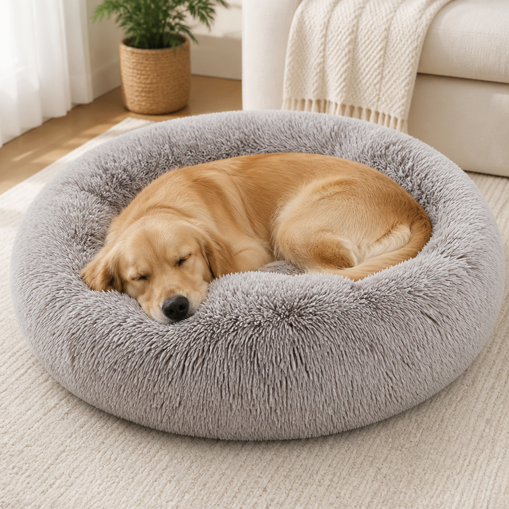 Ortekor Calming Plush Donut Dog Bed