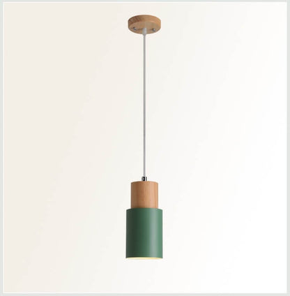 Industrial Metal & Wood Pendant Light – Single Bulb Hanging Fixture for Kitchen Island, Dining Room & Entryway – Adjustable Cord Ceiling