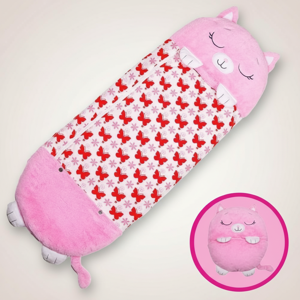 Kids' Convertible Sleeping Bag with Pillow Function in Adorable Animal Character Designs for Sleepovers Travel Nap Time Daycare Home Use Lig