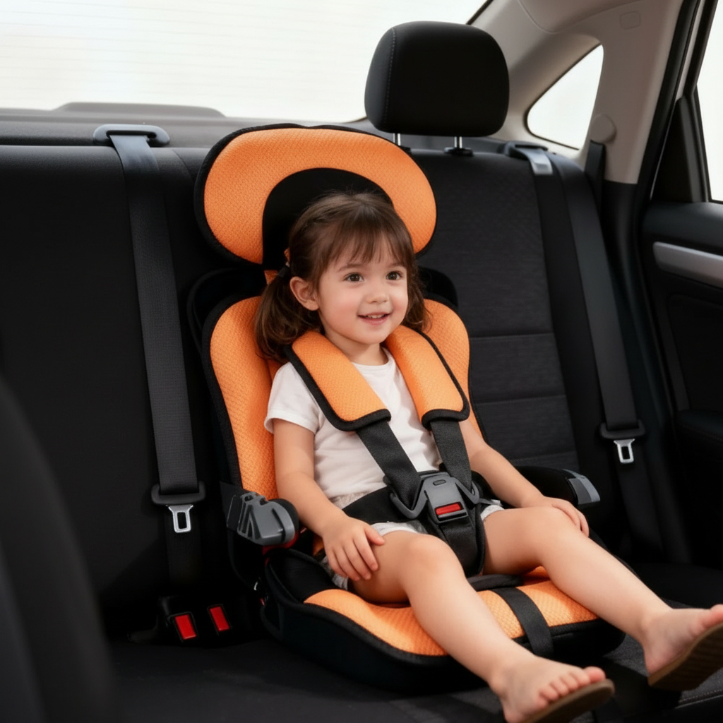 Compact Travel Booster Seat for Kids with 5-Point Safety Harness & Portable Folding Design for Car, Taxi & Plane | Perfect for Toddlers &