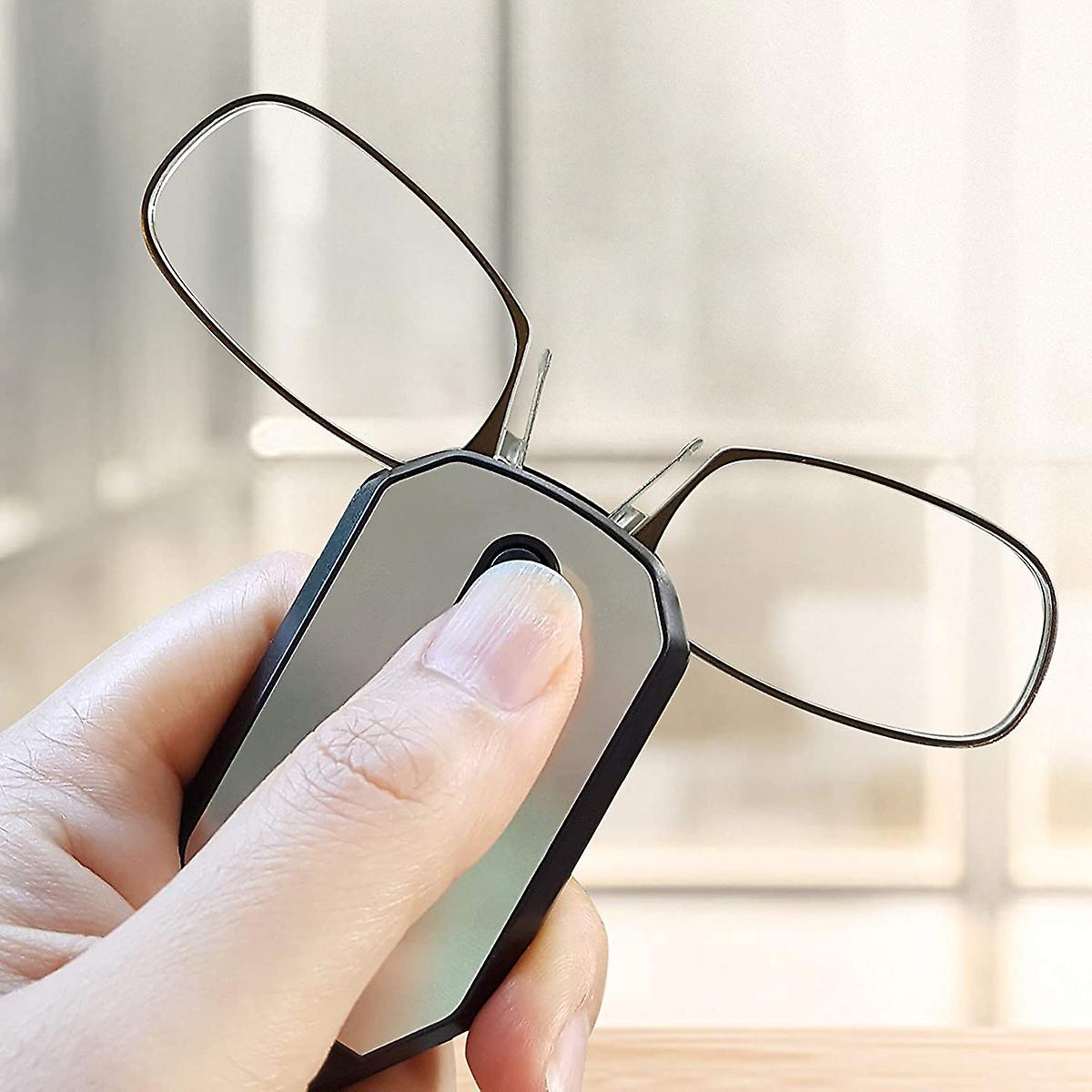 Pocket Reading Glasses with Keychain Case – Ultra-Slim Folding Readers with Polycarbonate Lenses for Menus, Labels & Phone Screens