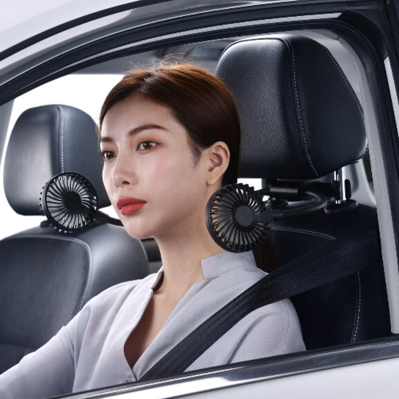 Comfort Breeze | Portable Car Fan with Dual-Head Design & 360° Rotation | USB Fan for Optimal Airflow