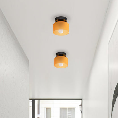 Flush Mount Glass Dome Ceiling Light E26 Socket Amber Globe for Kitchen Entryway Bedroom Low Profile Vintage Style Home Lighting Fixture