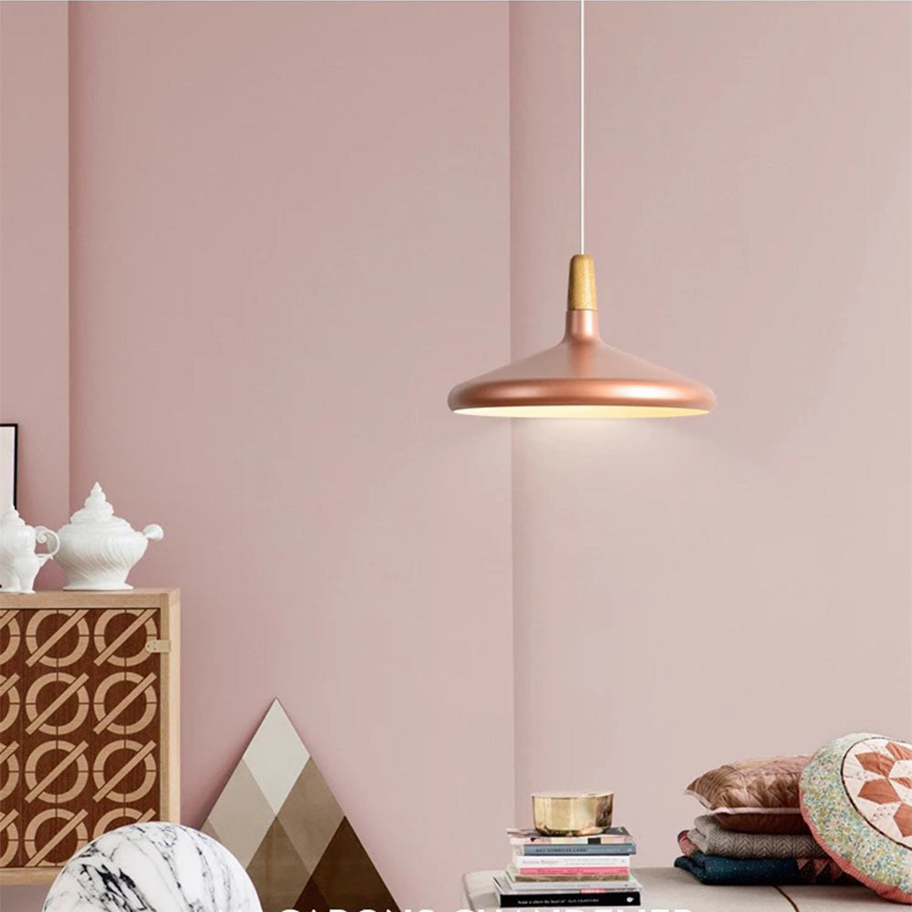 Hanging Ceiling Light Fixture Wire-Suspended E27 Socket Natural Wood Accent Modern Minimalist Style for Kitchen Island Dining Table Living R