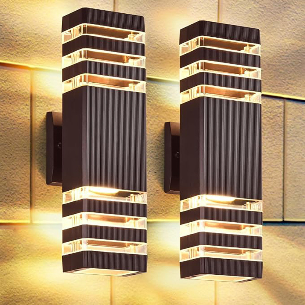Outdoor Wall Sconce E27 Socket Weatherproof Black Finish Dual-Beam Up-Down Lighting for Entryways Patios Garden Facades Exterior Home