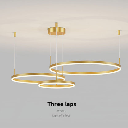 Tiered Ring Pendant Light Modern Metal Circular Chandelier for Dining Room Living Room Bedroom Kitchen Island Adjustable Height LED
