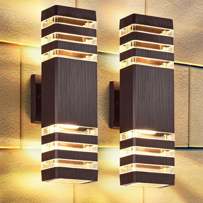 Exterior Sconce with Dual-Beam Illumination – Weatherproof Cylindrical Fixture for Entryways, Patios & Gardens – E27 Socket, IP65 Rating, Bl