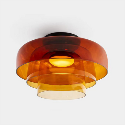 Layered Glass Ceiling Light Modern Multi-Tier Flush Mount Fixture with LED Hardwired for Kitchen Dining Room Bedroom Living Room