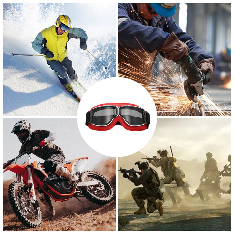 Retro Motorcycle Goggles with Adjustable Strap, UV Protection & Impact-Resistant Polycarbonate Lens for Riding, Cycling & Outdoor Use