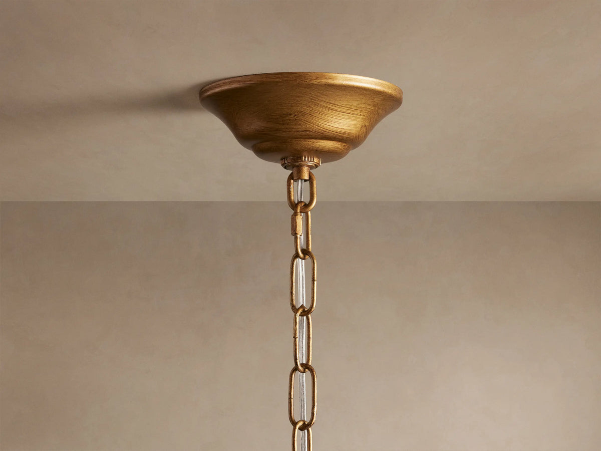 Ceramic Petal Chandelier with Leaf-Cluster Design 5-Light Fixture 42-Inch Round Dimmable Hanging Lamp for Dining Room & Entryway