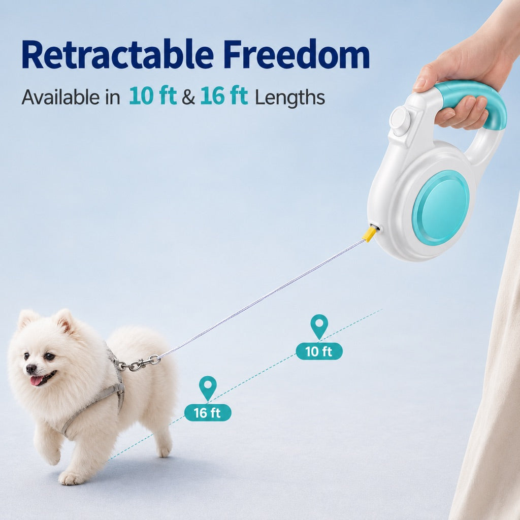 Ortekor Rechargeable Light-Up Retractable Dog Leash for Night Walks - Helps Small Dogs Stay Visible & Easy to Control