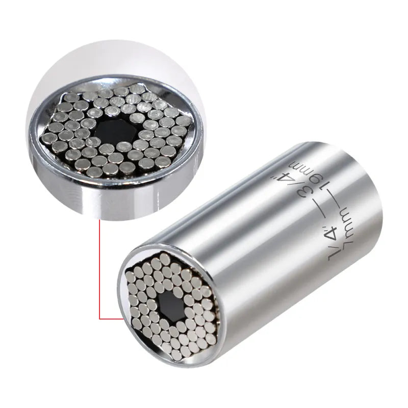 Multi-Purpose Adjustable Socket Grip Tool with Self-Conforming Pins for Nuts, Bolts & Fasteners in Any Size or Shape