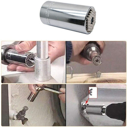 Multi-Purpose Adjustable Socket Grip Tool with Self-Conforming Pins for Nuts, Bolts & Fasteners in Any Size or Shape