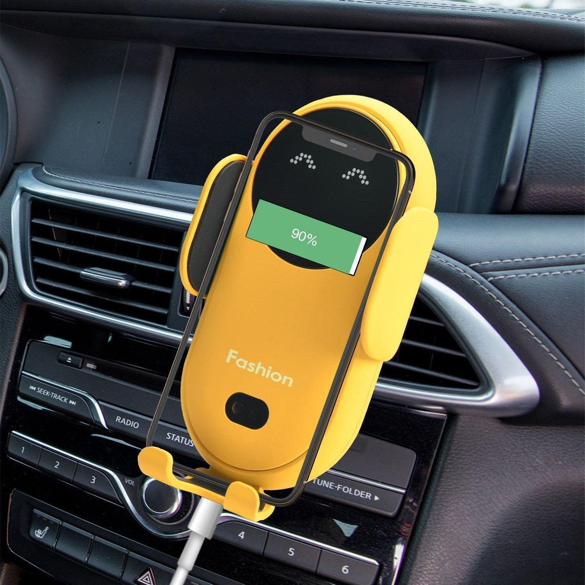 Automatic Qi-Enabled Vehicle Mounting Charger with Adjustable Grip for iPhone & Android Dashboard or Vent