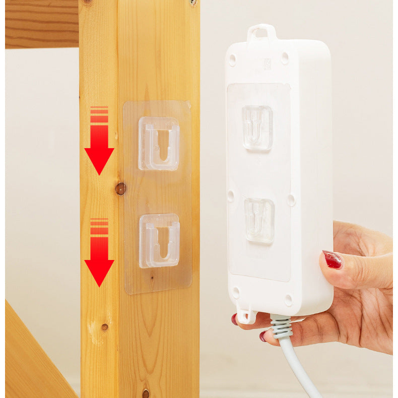 Clear Wall Mount Hooks 10-Pack Peel and Stick Organizers for Cable Management Router Power Strip Holder Home Office Décor