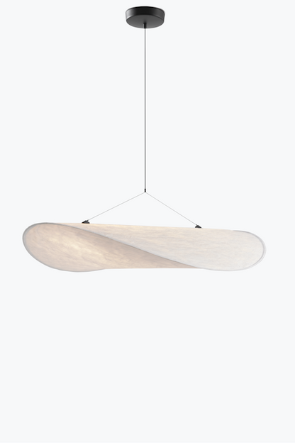 Sculptural Overhead Fixture with Adjustable Brightness White Synthetic Canopy 51 in Wide for Open-Plan Interiors Contemporary Suspended Lumi