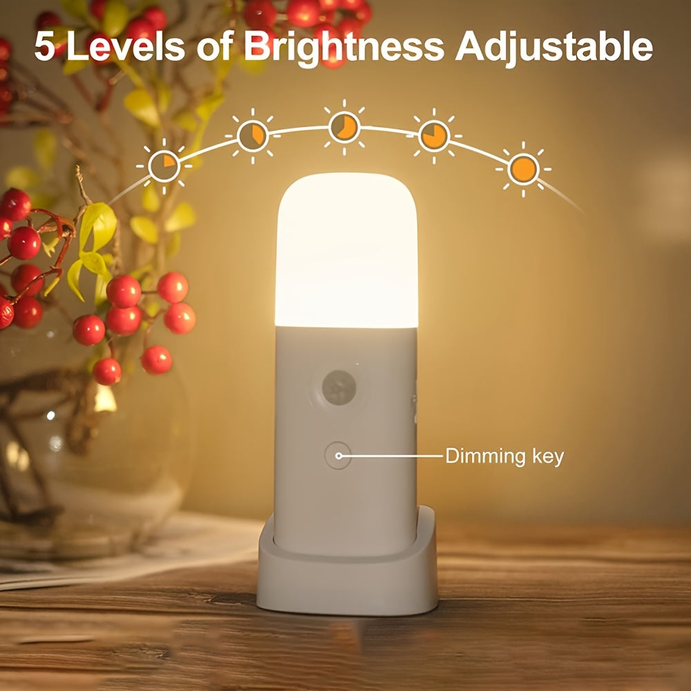 Motion-Activated Rechargeable LED Nightlight 6 in White Cordless Dimmable Sensor Light for Hallways Bedrooms Stairs Kids Rooms Closets Batte