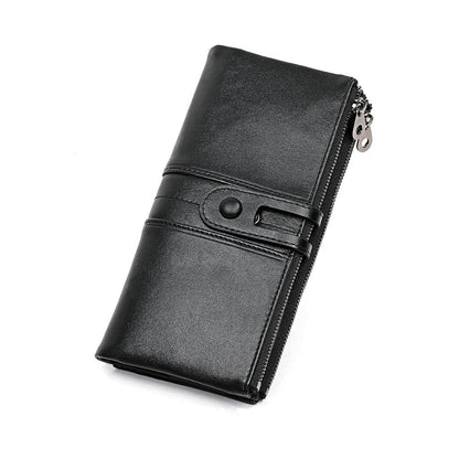 Slim Leather Wallet for Women with Zipper Coin Pocket & Multiple Card Slots | RFID Blocking Compact Bifold Organizer for Everyday Use