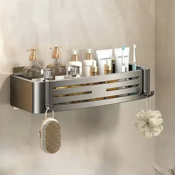 ALUMORA – Self Adhesive Aluminum Bathroom Shelf Organizer