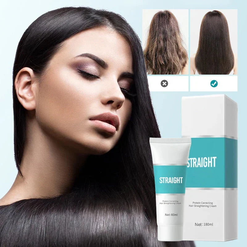 Keratin Smoothing Treatment Cream for Frizzy Curly Hair — Deep Conditioning Mask for Salon-Quality Straightening at Home — Nourishing