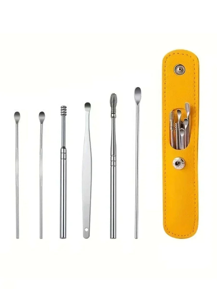 Stainless Steel Ear Cleaning Tool Set with Portable Case for Safe Wax Removal | Reusable Earwax Remover Kit for Adults and Kids | Profession