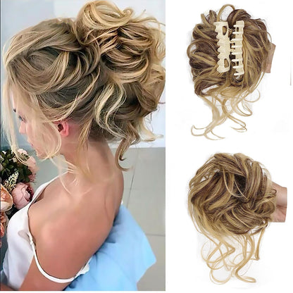 Clip-In Messy Bun Hairpiece – Synthetic Hair Scrunchie Updo Extension for Volume & Style