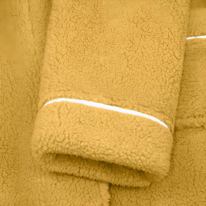 Plush Coral Fleece Bathrobe with Shawl Collar & Pockets – Unisex Lounge Robe for Year-Round Wear