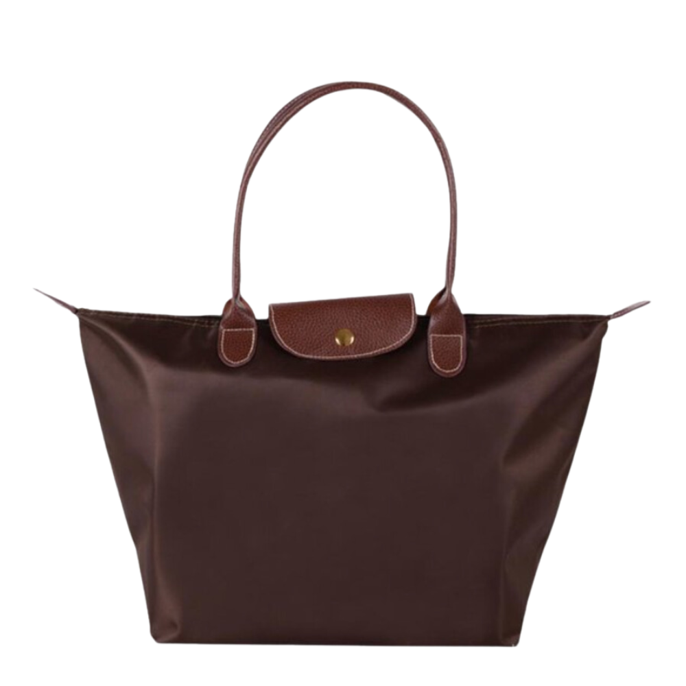 Water-Resistant Nylon Tote Bag with Leather Accents – Spacious Everyday Carry Purse for Work Travel Shopping
