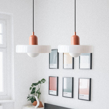 Dual-Shade Glass Hanging Light Fixture G9 Socket 14 Inch Ceiling Mount for Kitchen Island Dining Table Living Room Modern Overhead Lighting