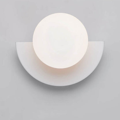 Half-Sphere Glass Wall Sconce with Colored Shade | Iron Mount LED Compatible Hardwired Fixture for Bedroom Living Room Hallway | G9 Base