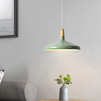 Hanging Ceiling Light Fixture Wire-Suspended E27 Socket Natural Wood Accent Modern Minimalist Style for Kitchen Island Dining Table Living R