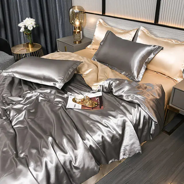 Satin Duvet Cover Set with Pillowcases Smooth Silky Bedding Full Queen King for Bedroom Decor Soft Luxury Comforter Cover Machine Washable