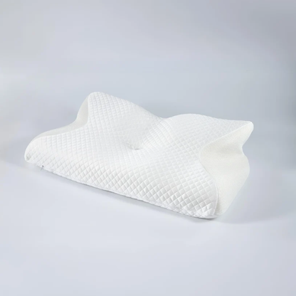 Contoured Memory Foam Sleep Pillow for Airway Support and Neck Alignment – Dual Height for Side and Back Sleepers, Breathable Mesh Cover