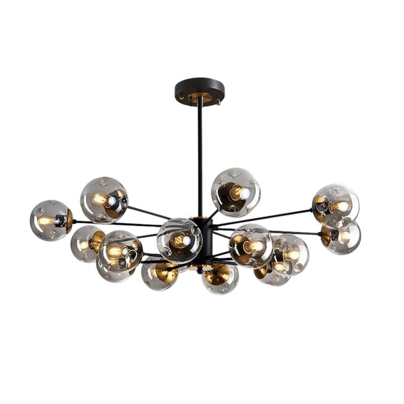 Multi-Globe Iron & Glass Ceiling Fixture – Sculptural Overhead Lighting for Dining Tables & Open Layouts – E26 Bulb Compatible – Modern Mini