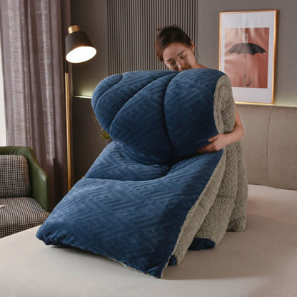 Sherpa Fleece Throw Blanket Quilted Winter Bedspread Soft Plush Heavyweight Comforter for Bed Couch Sofa Twin Full Queen King