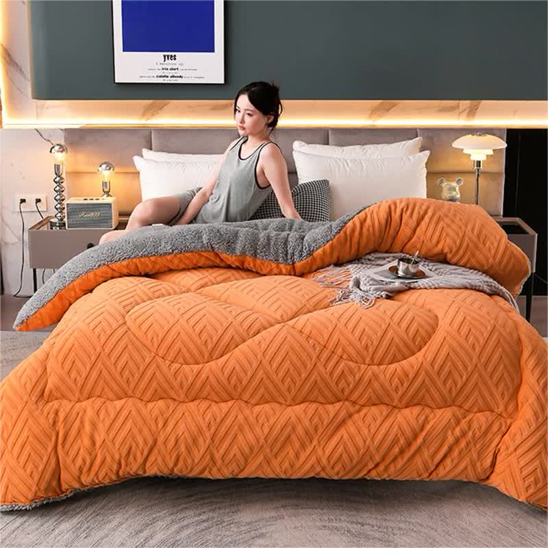 Sherpa Fleece Throw Blanket Quilted Winter Bedspread Soft Plush Heavyweight Comforter for Bed Couch Sofa Twin Full Queen King