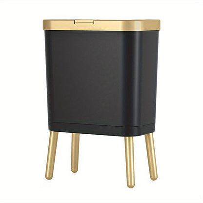 4-Gallon Pedestal Trash Can with Odor-Sealing Flip Lid – Slim Rectangular Waste Basket on Legs for Kitchen, Bathroom, Bedroom – Modern