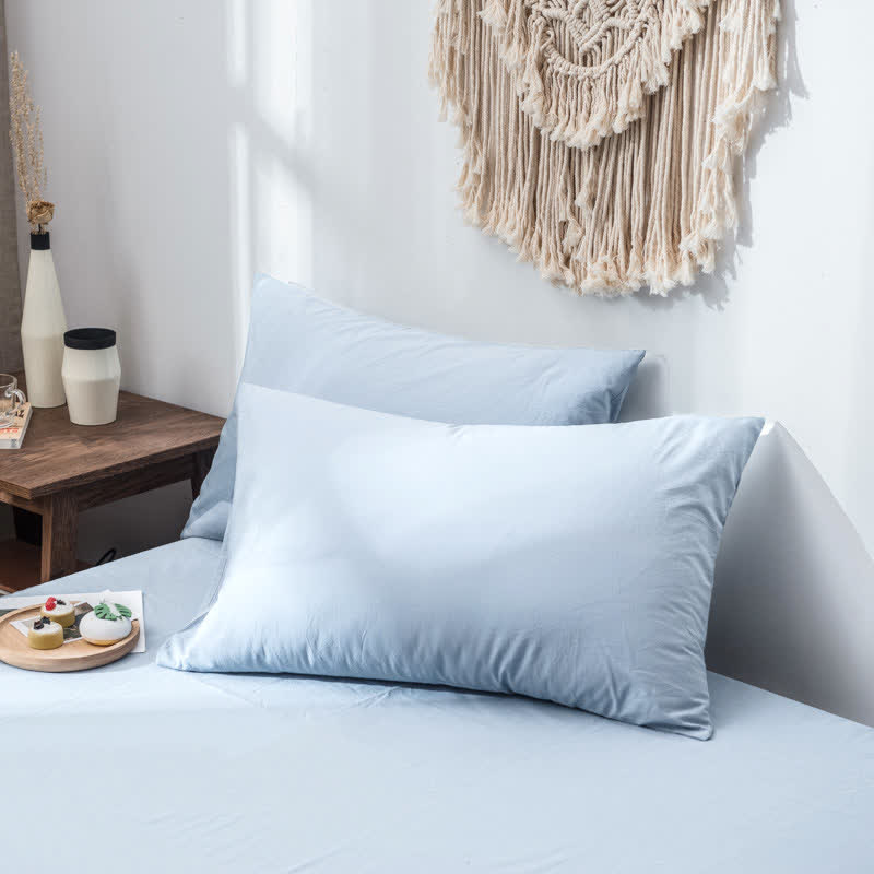 Cotton Pillowcase Set for Standard/Queen Bed | Breathable Machine Washable Pillow Covers for Bedroom | 2-Pack Soft Woven Pillow Protectors