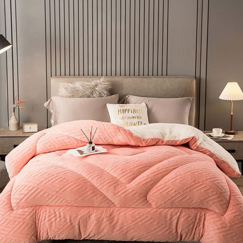 Sherpa Fleece Throw Blanket Quilted Winter Bedspread Soft Plush Heavyweight Comforter for Bed Couch Sofa Twin Full Queen King