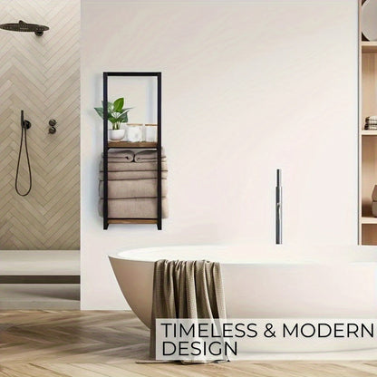 Wall-Mounted Towel Rack with Dual Tiers for Bathroom Organization | Space-Saving Stainless Steel Holder for Bath & Hand Towels