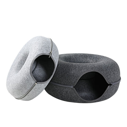 Feline Haven | Cat Bed Tunnel Nest with Removable Cover | Versatile Design for Play and Rest