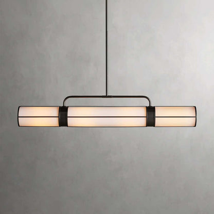 Industrial Pendant Light with Frosted Glass Tubes for Dining Room and Kitchen Island – Adjustable Drop Brass or Bronze – 4 or 5 Socket